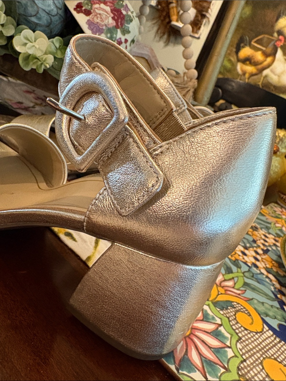 Vionic Metallic Silver Block Heel Sandals - Picture 7 of 12
